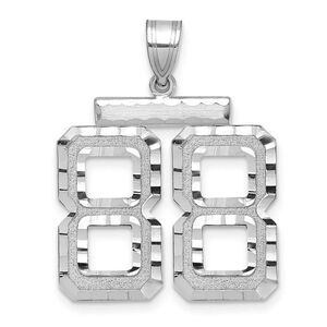 14k White Gold, Varsity Collection, Large D/C Pendant, Number 88